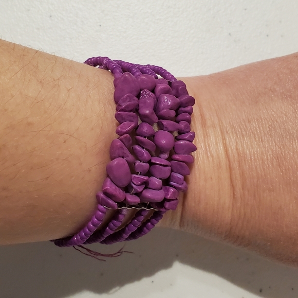 3for$20 Purple seed bead and stone bracelet - Picture 3 of 3